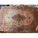 A FINELY WOVEN PERSIAN SILK RUG. 163 x 109cms.