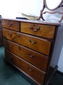A 19th.C.MAHOGANY CHEST OF TWO SHORT AND THREE LONG DRAWERS. W.95 x H.93cms.