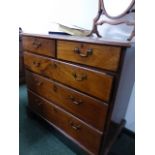 A 19th.C.MAHOGANY CHEST OF TWO SHORT AND THREE LONG DRAWERS. W.95 x H.93cms.