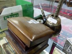 A VINTAGE MISSIONARY PRAYER BOOK CONTAINED IN HARDWOOD BOX FROM GHANA, AN ARGENTINIAN YERBA CUP OR