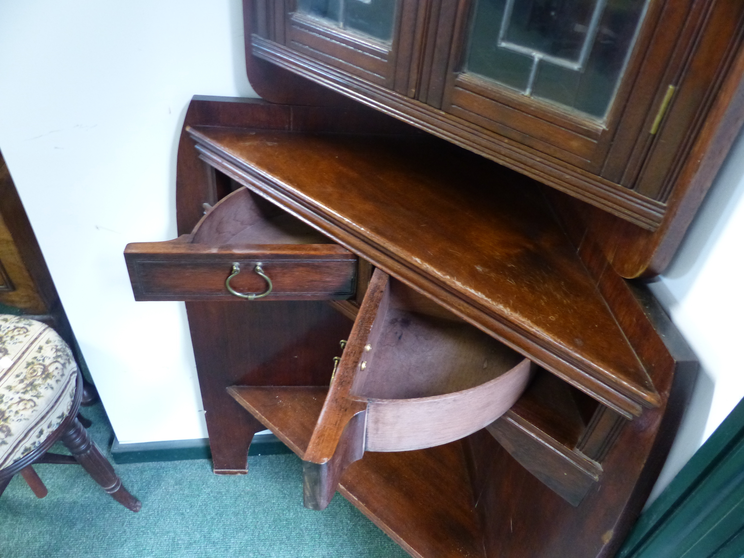 A RARE 19TH ARTS AND CRAFTS CORNER CABINET- " THE ANGLE CABINET" DESIGNED BY E.W.GODWIN AND MOST - Image 17 of 23