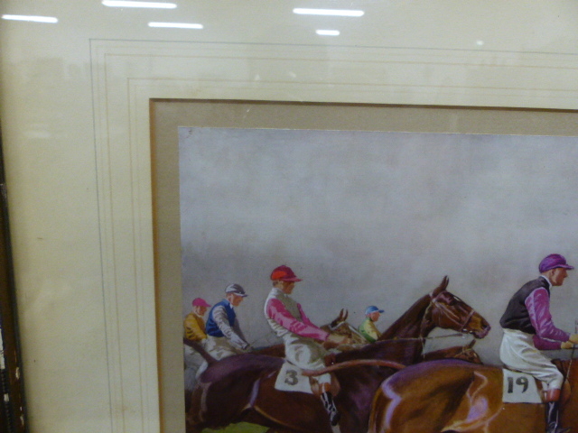 FOUR VINTAGE COLOUR STEEPLE CHASE PRINTS AFTER CECIL ALDIN, ALL PENCIL SIGNED 38 x 66cms TOGETHER - Image 6 of 23