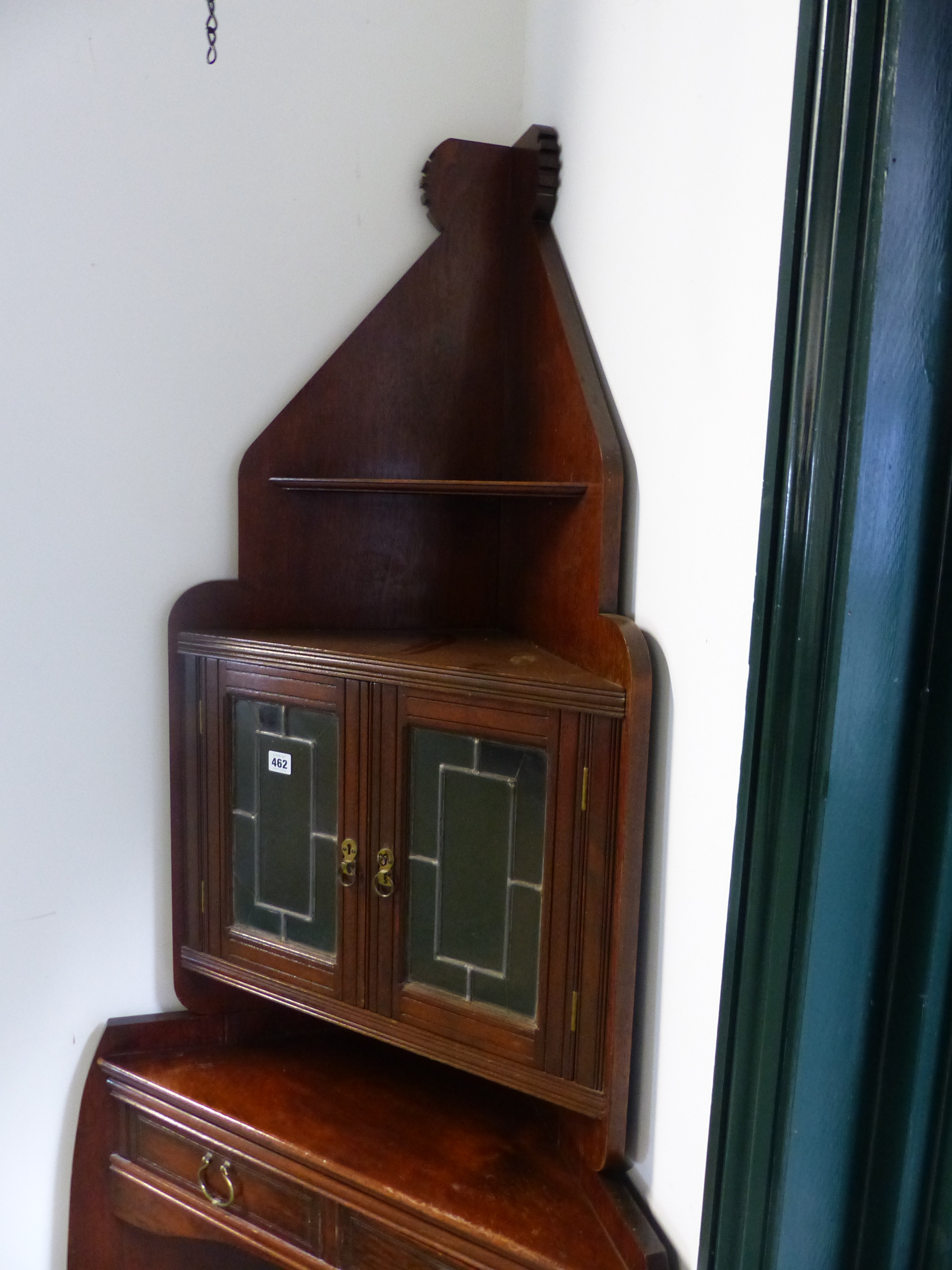 A RARE 19TH ARTS AND CRAFTS CORNER CABINET- " THE ANGLE CABINET" DESIGNED BY E.W.GODWIN AND MOST - Image 14 of 23