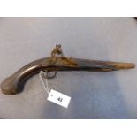 AN 18th. C. FLINTLOCK HOLSTER PISTOL. THE LOCK SIGNED NICHOLSON