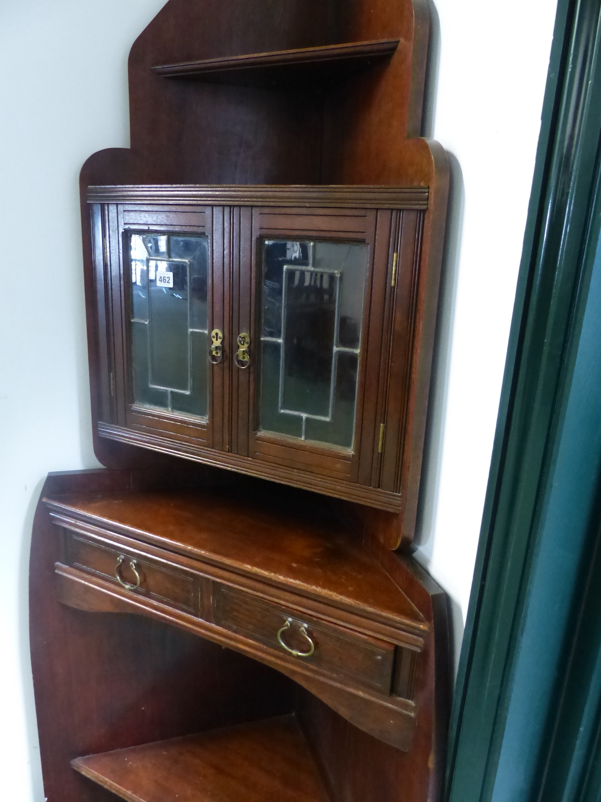 A RARE 19TH ARTS AND CRAFTS CORNER CABINET- " THE ANGLE CABINET" DESIGNED BY E.W.GODWIN AND MOST - Image 15 of 23