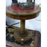 A WM.IV.ROSEWOOD OCCASIONAL TABLE WITH BRASS MOUNTED TOP. DIS.47cms.