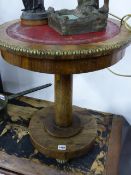 A WM.IV.ROSEWOOD OCCASIONAL TABLE WITH BRASS MOUNTED TOP. DIS.47cms.