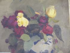 F.T.COPNALL (ARR) (1870-1949) STILL LIFE OF ROSES SIGNED OIL ON CANVAS. 30.5 x 36cms. PROV.CHRISTIES
