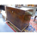 A GEORGIAN WALNUT AND INLAID SILVER CHEST ON SHAPED BRACKET FEET. W.88.