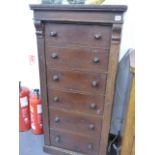 A VICTORIAN PINE WELLINGTON CHEST. W.58 x H.124cms.