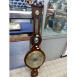 A REGENCY ROSEWOOD CASED FIVE DIAL BANJO BAROMETER SIGNED WALFORD, BANBURY.