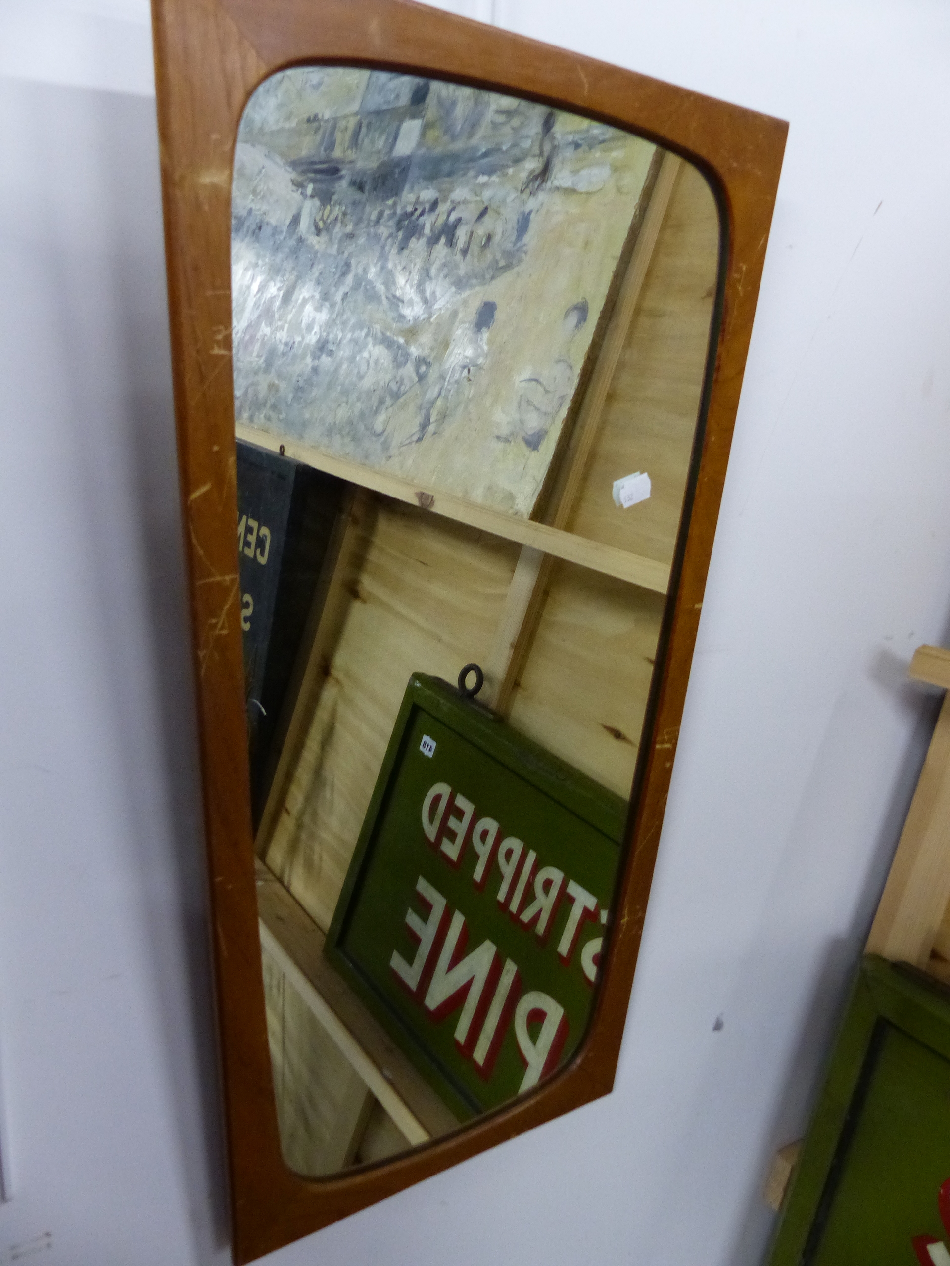 TWO MID CENTURY TEAK FRAMED MIRRORS. - Image 4 of 5