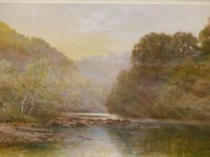 S.H.JENKINS. LATE 19th.C.ENGLISH SCHOOL. ON THE TAVY NEAR DENHAM BRIDGE, A SIGNED WATERCOLOUR. 30