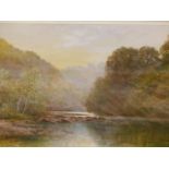 S.H.JENKINS. LATE 19th.C.ENGLISH SCHOOL. ON THE TAVY NEAR DENHAM BRIDGE, A SIGNED WATERCOLOUR. 30