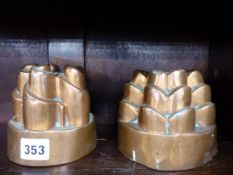 TWO 19th.C.COPPER JELLY MOULDS, ONE BY BENHAM & FROUD.