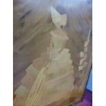 AN ART DECO WALNUT AND INLAID MARQUETRY PANEL.