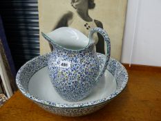 A HEAL & SON LONDON DESIGN STAFFORDSHIRE POTTERY WASH JUG AND BOWL.