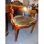 AN UNUSUAL FRENCH BROAD SEATED OPEN ARMCHAIR.