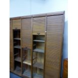 AN IMPRESSIVE LARGE FIVE SECTION TAMBOUR FRONT FILING CABINET. W.230 x H.130cms.