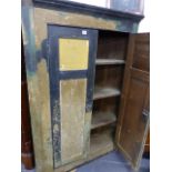 A 19th.C.LARGE PAINTED PINE CORNER CABINET. W.105 x H.153cms.