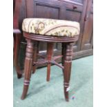 A VICTORIAN GILLOW'S STYLE MAHOGANY ADJUSTABLE HEIGHT PIANO STOOL.