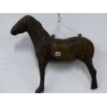 AN INTERESTING FOLK ART CARVED WOOD ADVERTISING HORSE FIGURE. H APPROX 54cms.