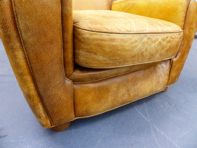 A GOOD QUALITY ART DECO STYLE LEATHER ARMCHAIR. - Image 9 of 16