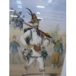 FIVE ANTIQUE COLOUR PRINTS OF MILITARY GENTLEMEN BY J.G.RENARD (KNOWN AS DRANER 1833-1923) ALL