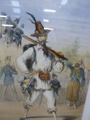 FIVE ANTIQUE COLOUR PRINTS OF MILITARY GENTLEMEN BY J.G.RENARD (KNOWN AS DRANER 1833-1923) ALL