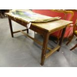 AN 18th.C.AND LATER OAK REFECTORY TABLE ON SQUARE TAPERED LEGS. W.151 x L.75 x H.74cms.