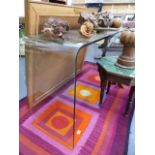 A COMTEMPORARY GLASS CONSOLE TABLE.