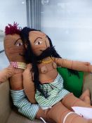 TWO SOUTH AMERICAN, SANTO,DOMINGO DE LOS COLORADOS HAND MADE DOLLS.