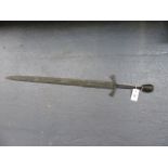 A LARGE MEDIEVAL TYPE BROADSWORD IN RELIC CONDITION