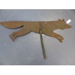 A LARGE WROUGHT IRON WEATHER VANE IN THE FORM OF A RUNNING FOX