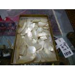 AN EXTENSIVE COLLECTION OF CHINESE EXPORT MOTHER OF PEARL GAMES COUNTERS, ALL FINELY ETCHED WITH
