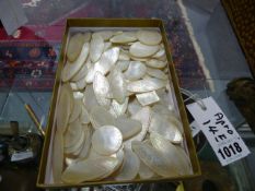 AN EXTENSIVE COLLECTION OF CHINESE EXPORT MOTHER OF PEARL GAMES COUNTERS, ALL FINELY ETCHED WITH