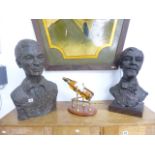SYLVIA WARMAN (192202016) TWO PORTRAIT BUSTS OF GENTLEMEN, ONE SIGNED AND INSCRIBED, PATINATED