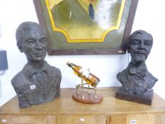 SYLVIA WARMAN (192202016) TWO PORTRAIT BUSTS OF GENTLEMEN, ONE SIGNED AND INSCRIBED, PATINATED