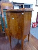 AN EDWARDIAN SATINWOOD AND INLAID BEDSIDE CABINET.