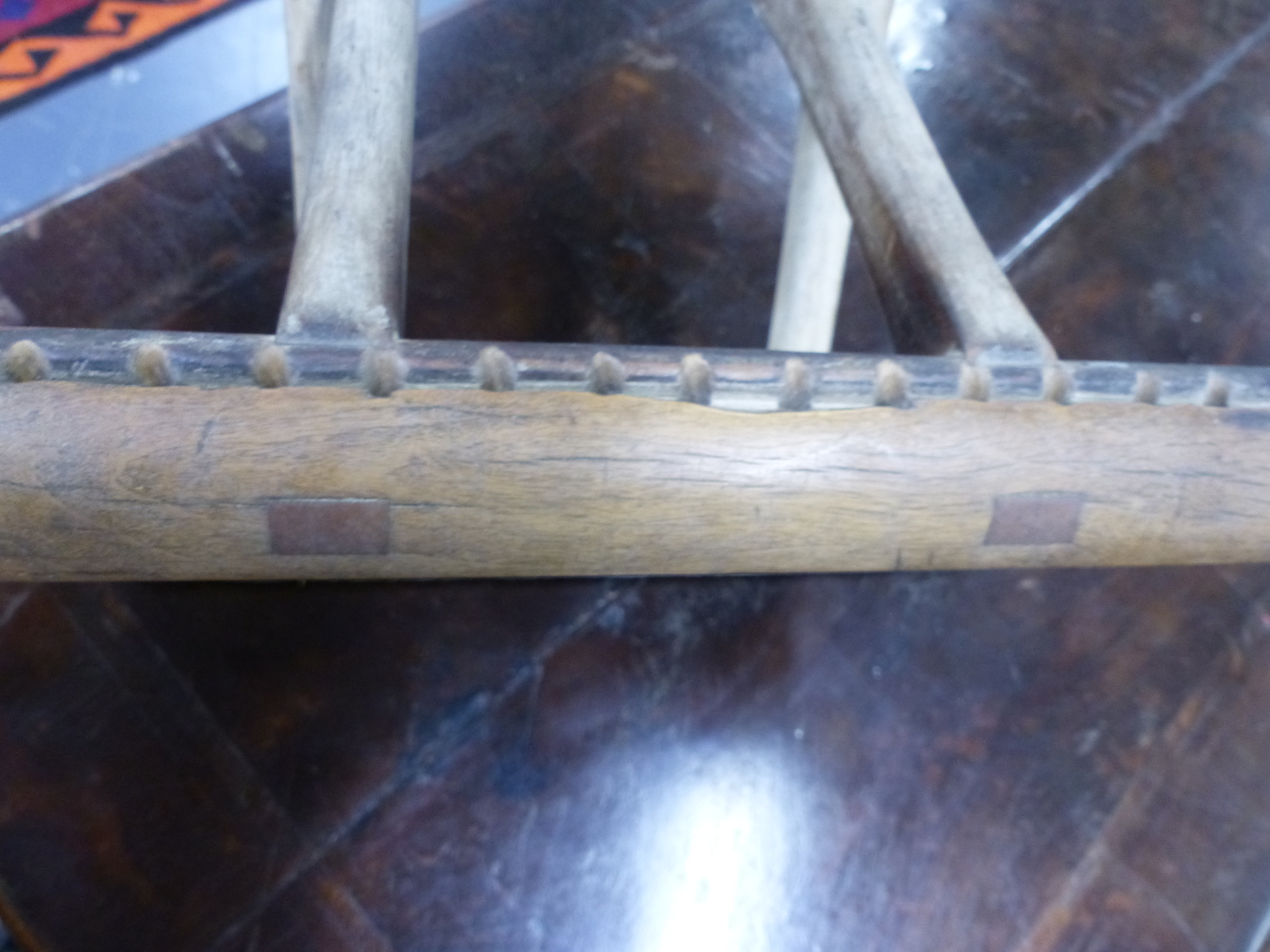 TWO EARLY ORIENTAL FOLDING STOOLS, ONE WITH WOVEN CLOTH SEAT BOTH SIGNED WITH CHARACTER MARKS - Image 9 of 20