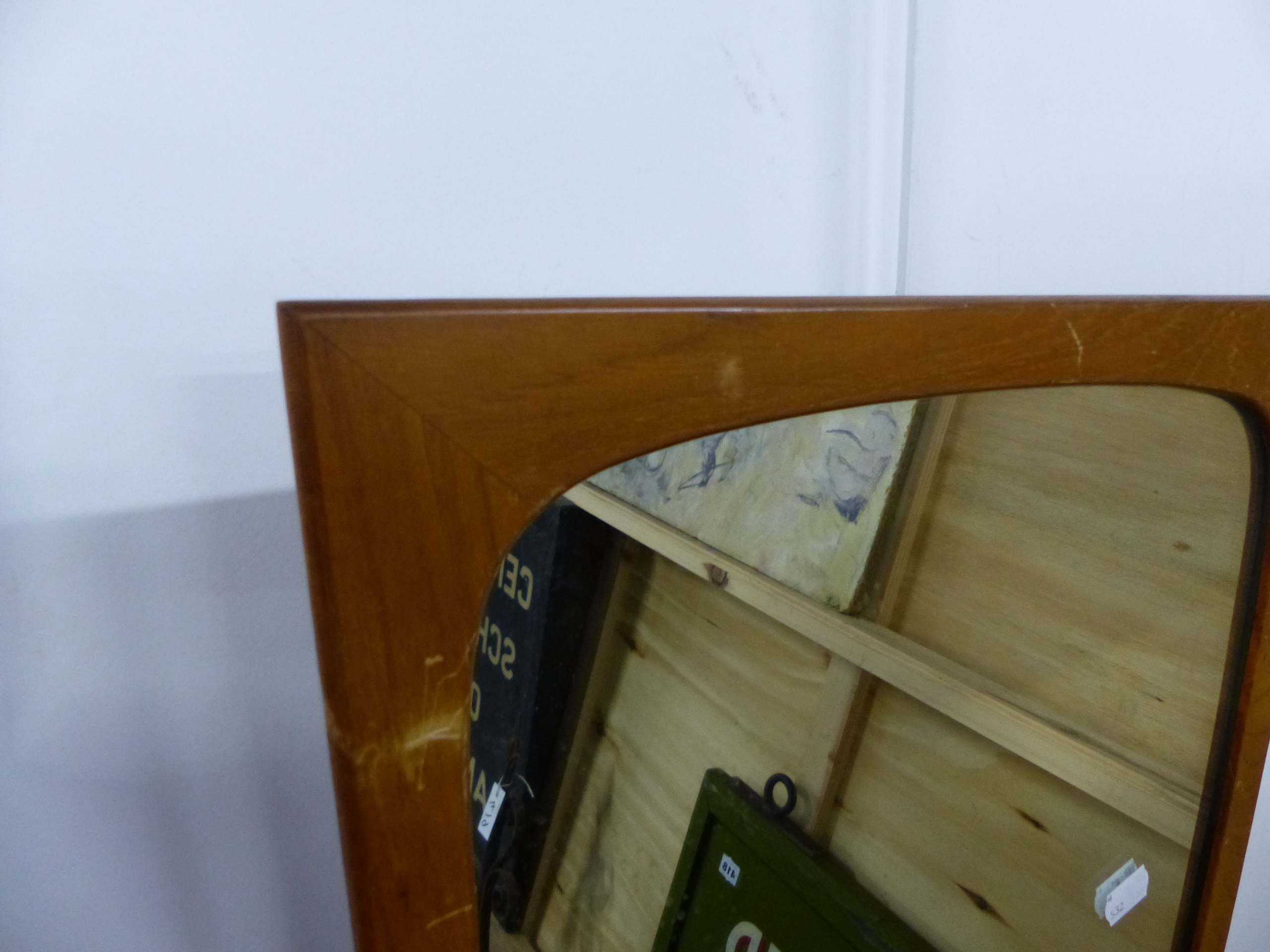 TWO MID CENTURY TEAK FRAMED MIRRORS. - Image 5 of 5