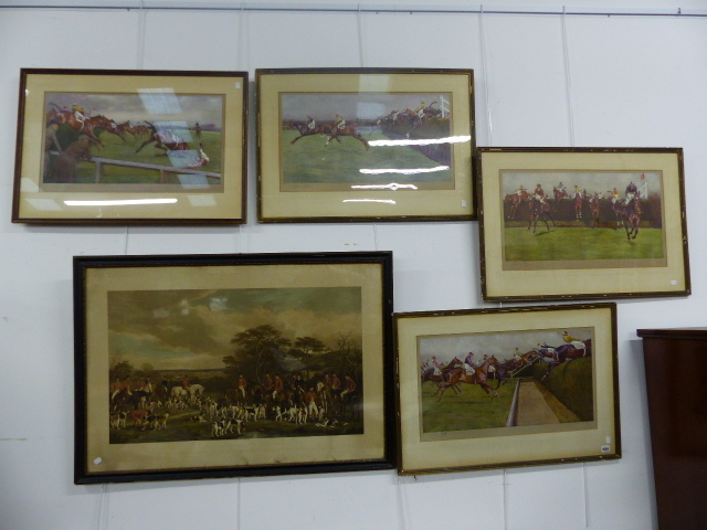FOUR VINTAGE COLOUR STEEPLE CHASE PRINTS AFTER CECIL ALDIN, ALL PENCIL SIGNED 38 x 66cms TOGETHER - Image 23 of 23