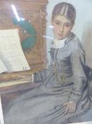 A.E.FISHER (19th.C. ENGLISH SCHOOL) WHAT SHALL I SING? A SIGNED AND DATED WATERCOLOUR. 35 x 25 cms.