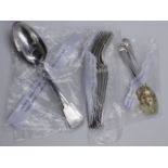 VARIOUS PART SETS OF SILVER HALLMARKED FLAT WARE TO INCLUDE GEORGIAN SERVING FORKS DATED 1801,