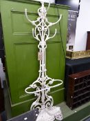 A 19th.C.CAST IRON HALL COAT AND STICK STAND IN THE COALBROOKDALE STYLE.