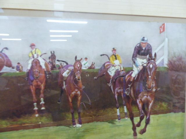 FOUR VINTAGE COLOUR STEEPLE CHASE PRINTS AFTER CECIL ALDIN, ALL PENCIL SIGNED 38 x 66cms TOGETHER - Image 10 of 23