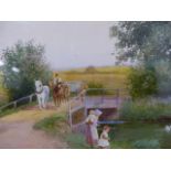 R.H.WALKER. LATE 19th.C.ENGLISH SCHOOL. TWO RIVERSIDE SCENES SIGNED WATERCOLOURS, THE LARGEST 21 x