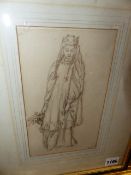 REGINALD HALLWARD (1858-1948) (ARR) THE FAIRY PRINCESS, A SIGNED PENCIL AND INK DRAWING. 21.5 x 12.