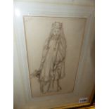 REGINALD HALLWARD (1858-1948) (ARR) THE FAIRY PRINCESS, A SIGNED PENCIL AND INK DRAWING. 21.5 x 12.