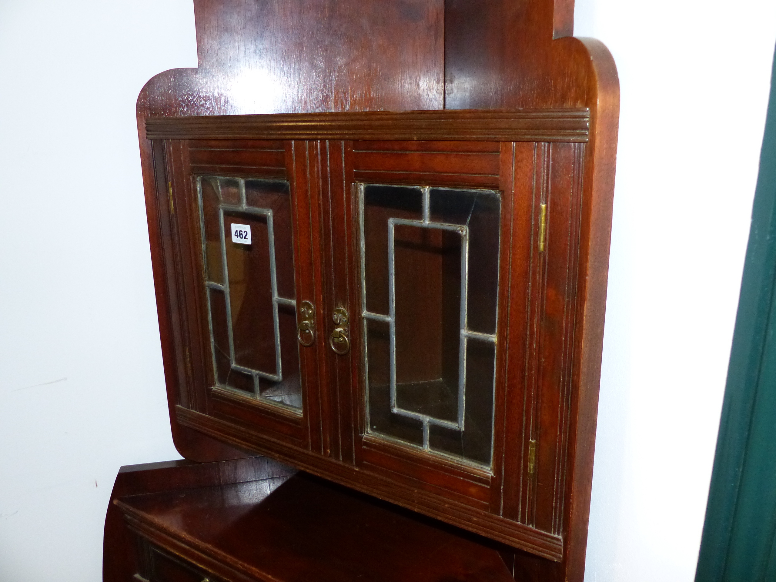 A RARE 19TH ARTS AND CRAFTS CORNER CABINET- " THE ANGLE CABINET" DESIGNED BY E.W.GODWIN AND MOST - Image 11 of 23